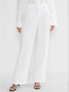 Aritzia Effortless Pants - White CruiseLinen, High Rise